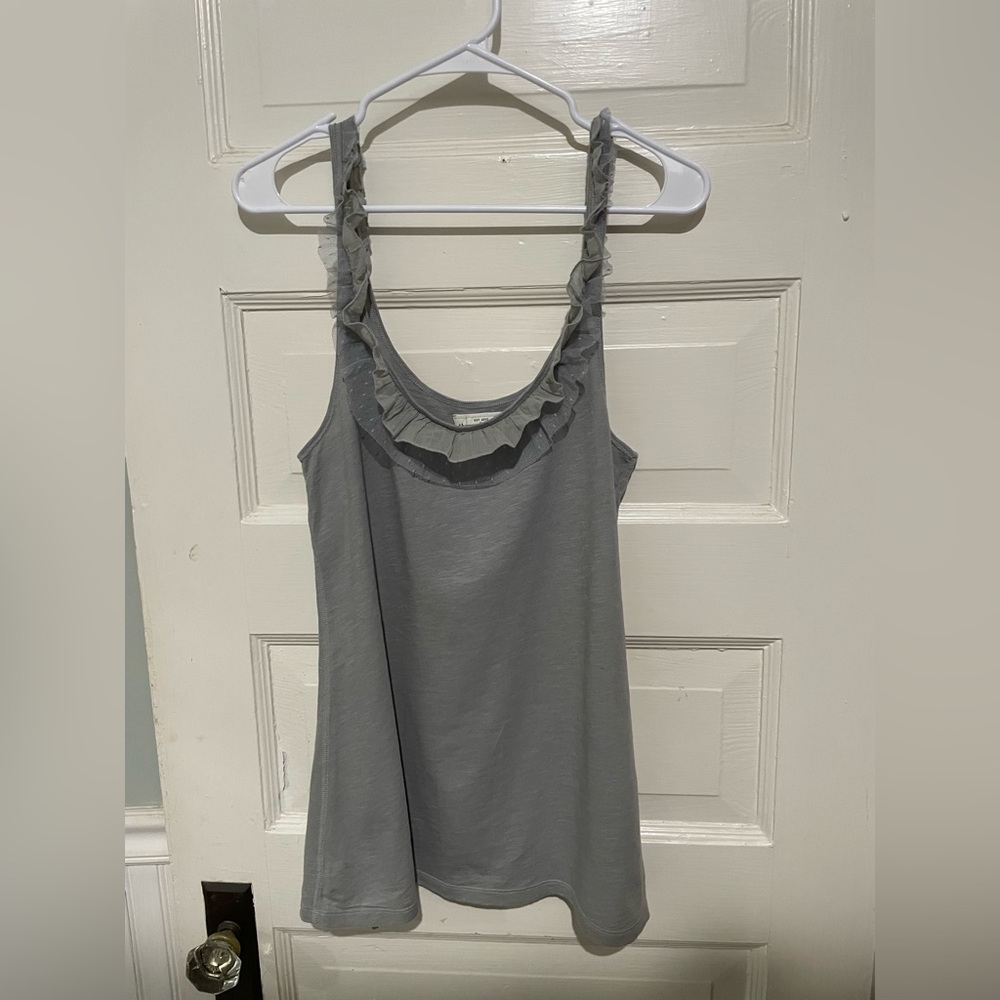 Abercrombie & Fitch Gray Ruffled Tank Top, Large, Layering Tank
